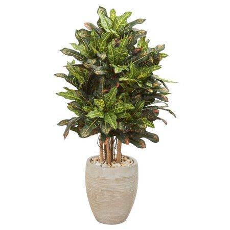 DARE2DECOR 3.5 ft. Croton Artificial Plant in Sand Colored Planter DA2623653